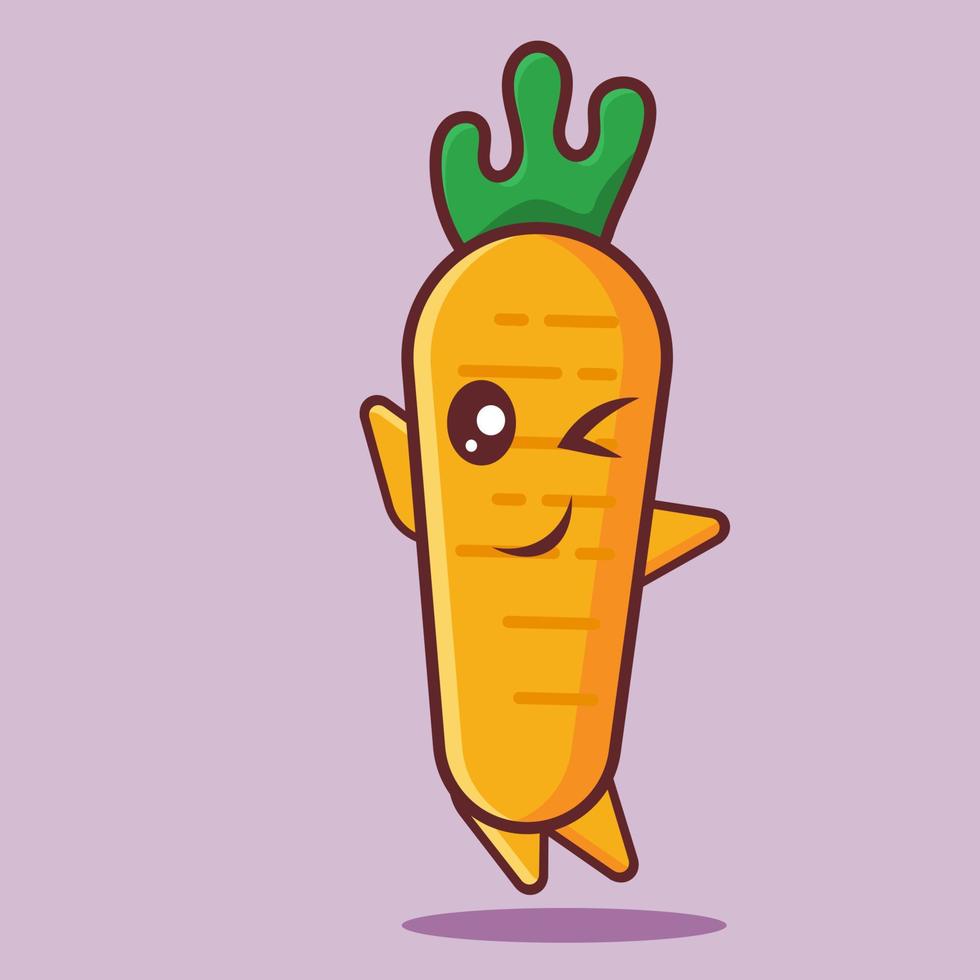 mascote de personagem de cenoura fofa se sentindo feliz ilustração vetorial isolada vetor