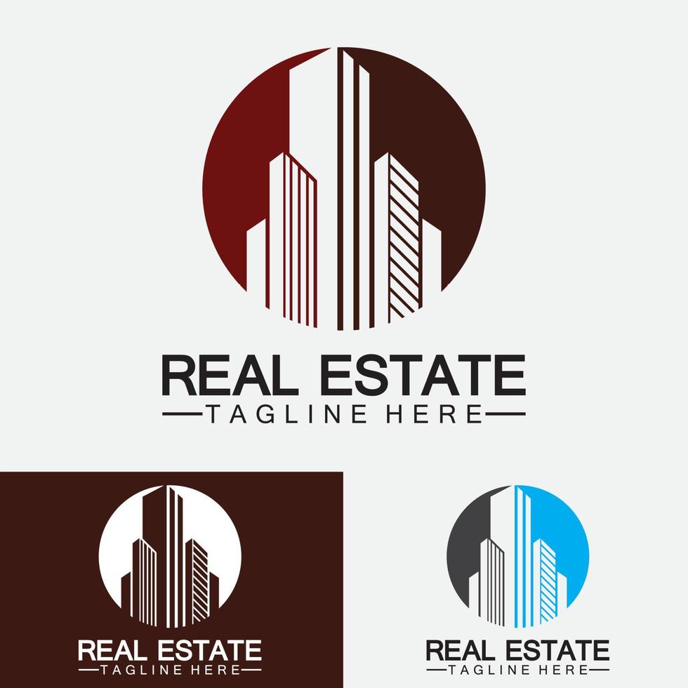 modelo de logotipo de negócios imobiliários, construção, desenvolvimento imobiliário e vetor de logotipo de construção