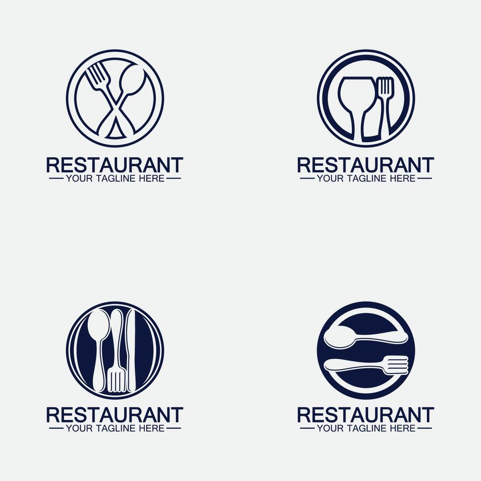 definir logotipo do restaurante com ícone de colher e garfo, conceito de bebida de comida de design de menu para restaurante de café vetor