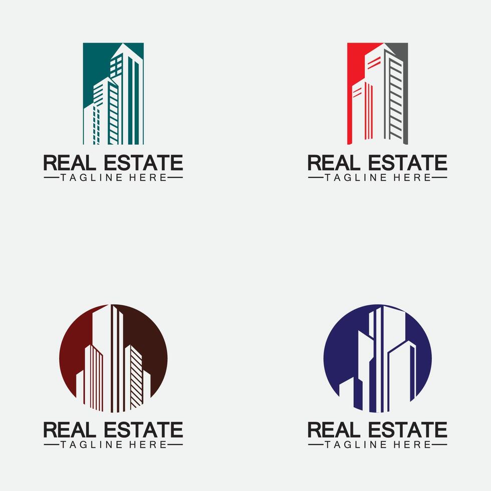 definir modelo de logotipo de negócios imobiliários, construção, desenvolvimento imobiliário e vetor de logotipo de construção