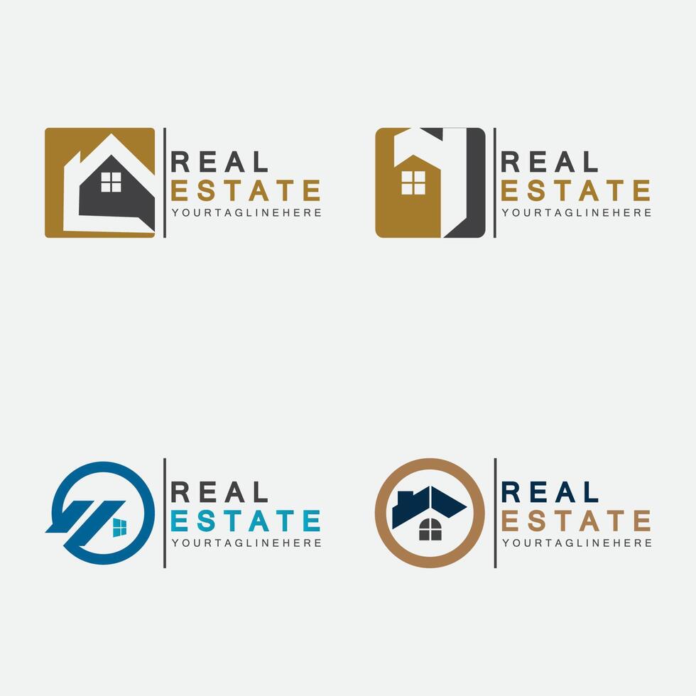 modelo de logotipo de negócios imobiliários, construção, desenvolvimento imobiliário e vetor de logotipo de construção