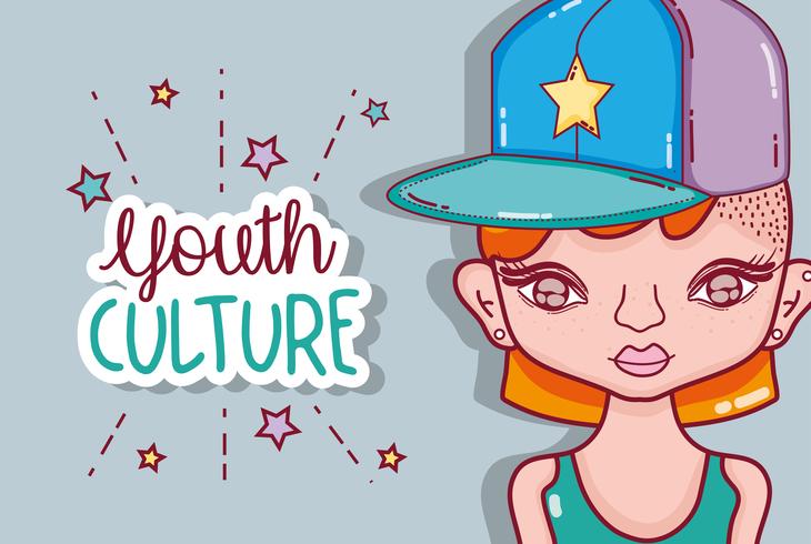 Desenhos animados millenial da mulher da cultura de juventude vetor