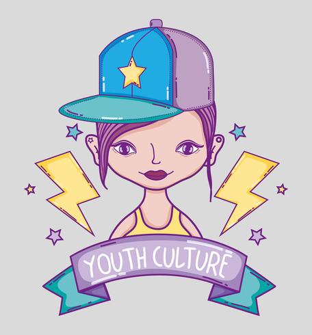 Desenhos animados millenial da mulher da cultura de juventude vetor