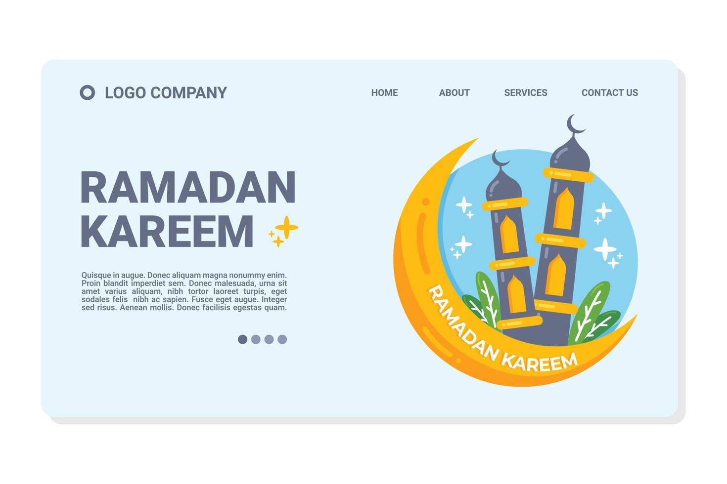 modelo de web ramadan kareem e página de destino vetor