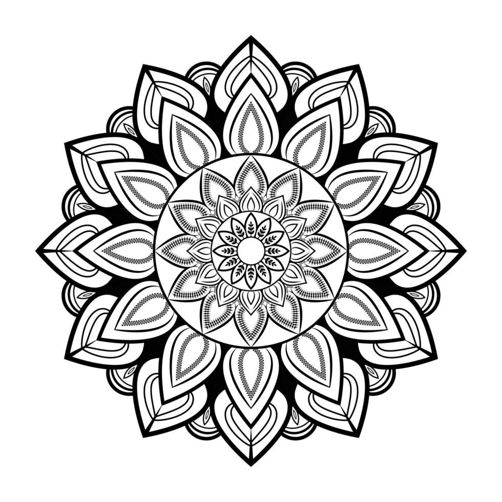 design de círculo de fundo de quadro mandala com cor branca preta vetor