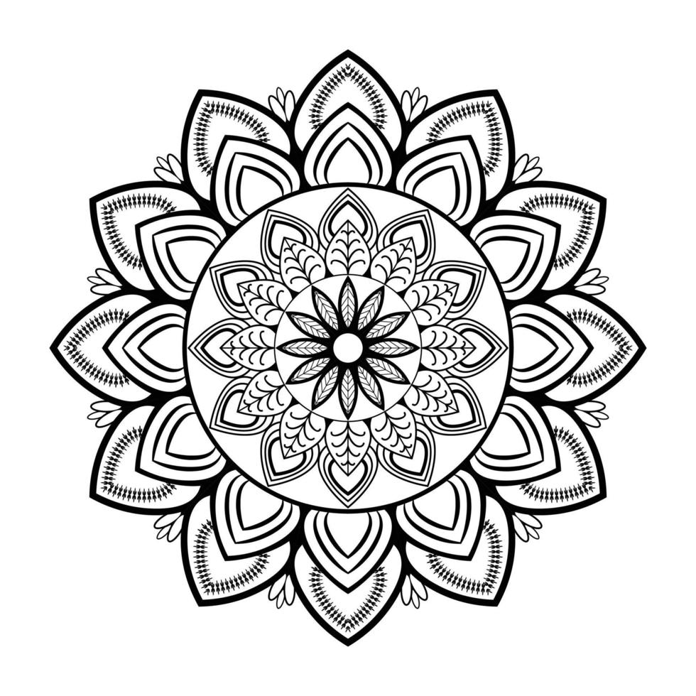 design de mandala simples preto criativo com fundo branco vetor