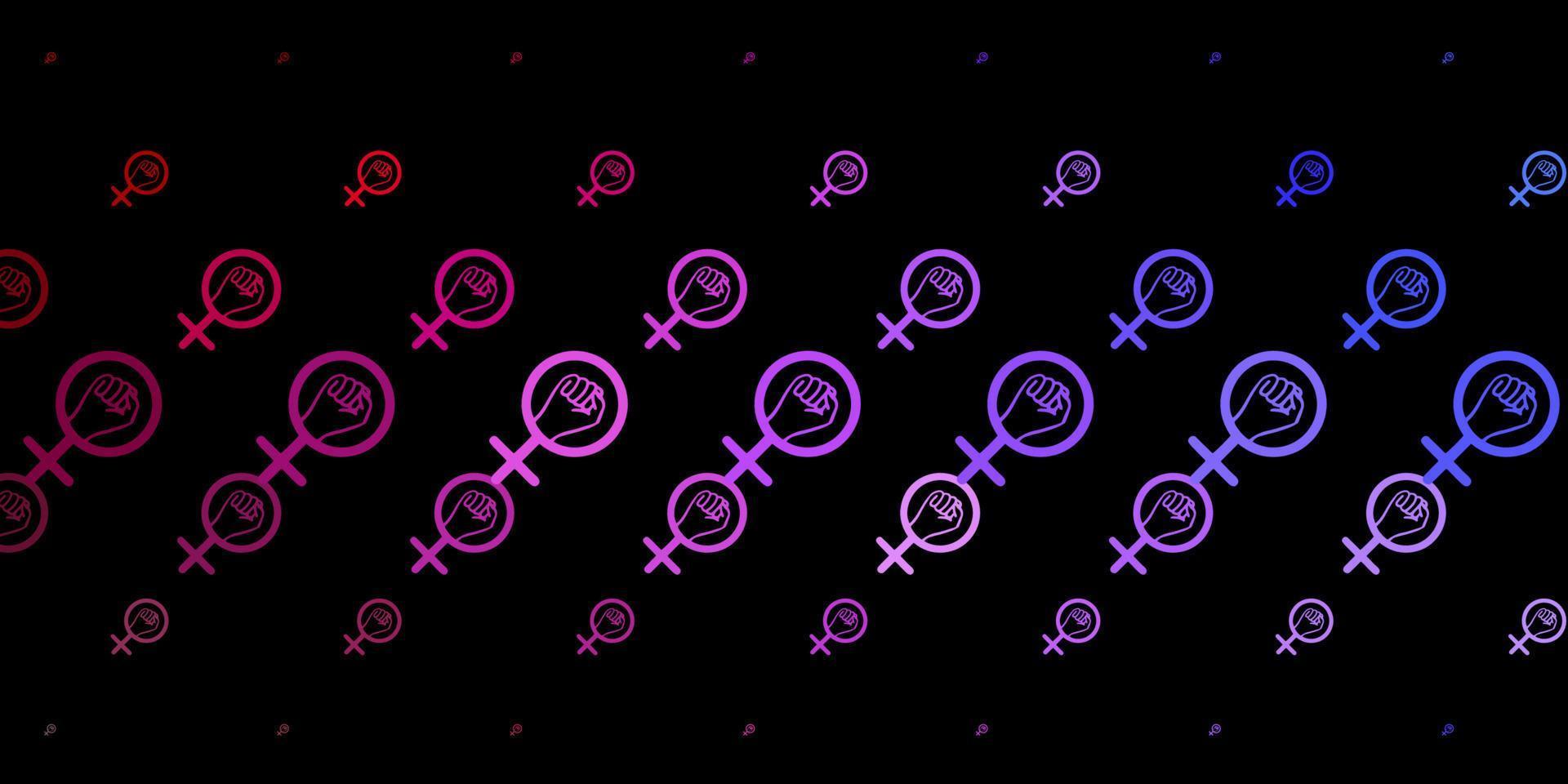 textura vector azul e amarelo escuro com símbolos dos direitos das mulheres.