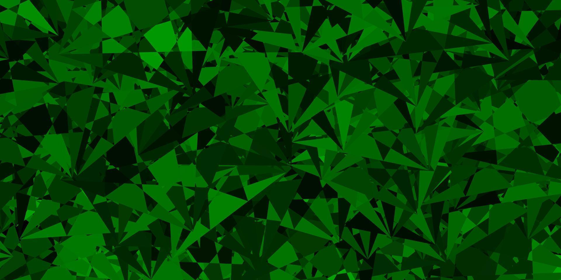 layout de vetor verde escuro com formas de triângulo.