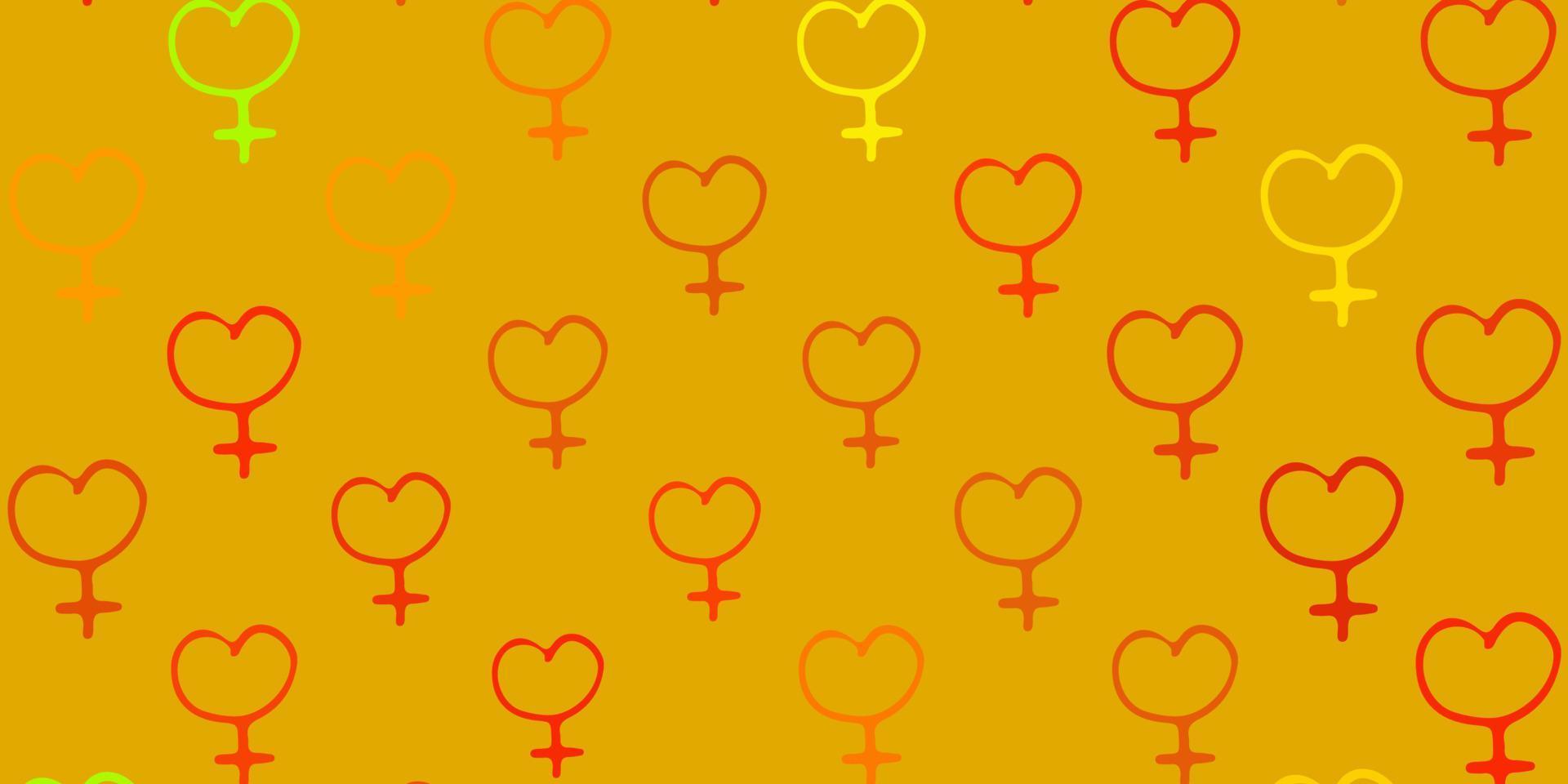 fundo vector verde e amarelo claro com símbolos de mulher.