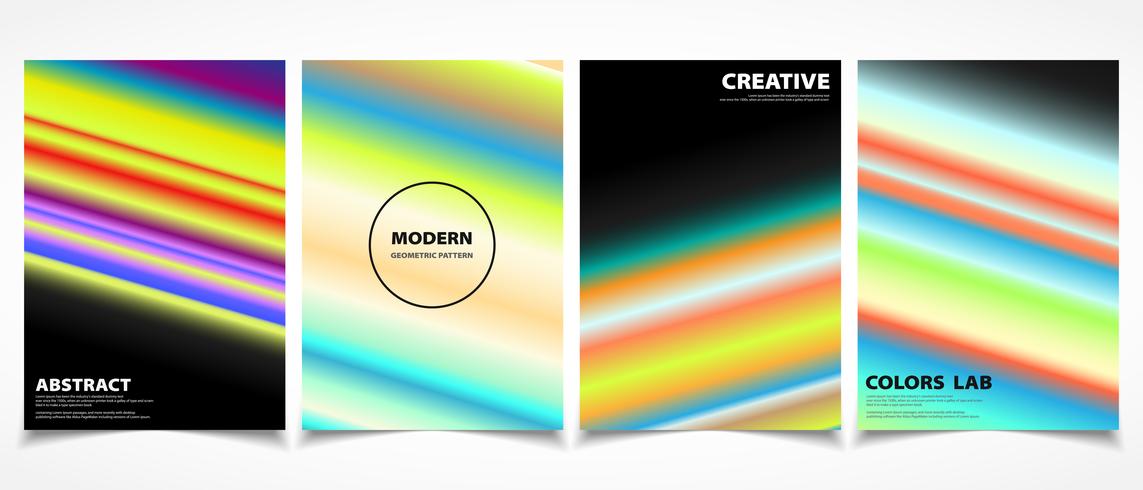 Linha colorida abstrata conjunto de modelo de capa brochura na moda. ilustração vetorial eps10 vetor