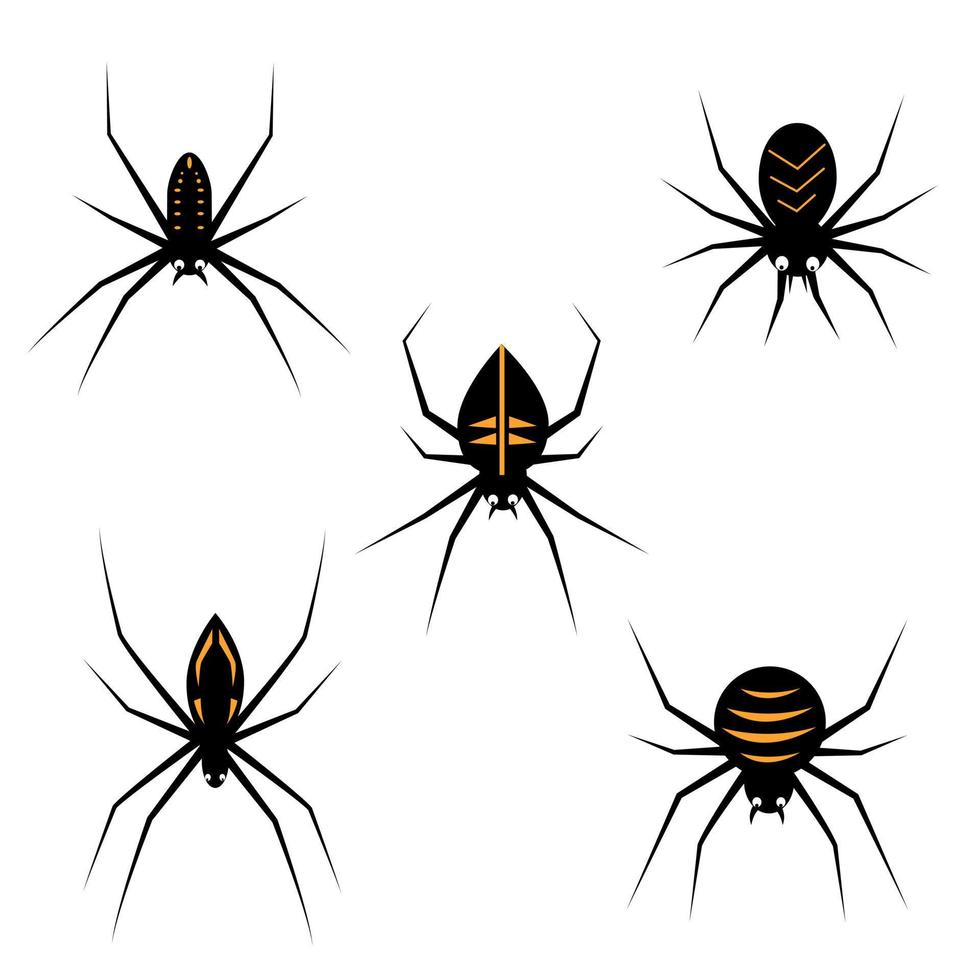 conjunto de aranhas dos desenhos animados, halloween. vetor