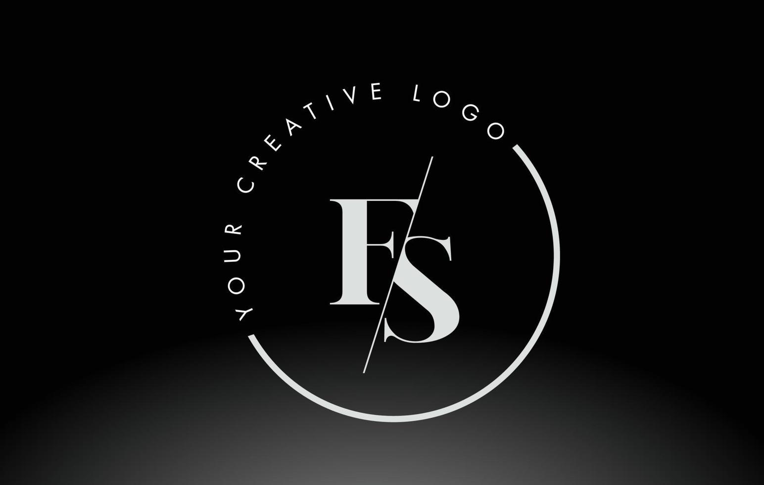 design de logotipo de letra serif fs branco com corte cruzado criativo. vetor