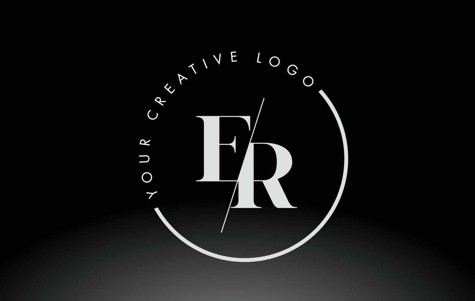 design de logotipo de letra serif branca com corte cruzado criativo. vetor