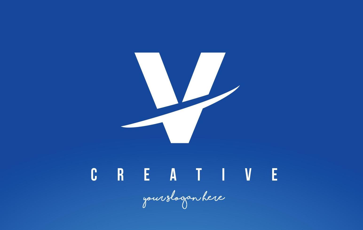 v carta design de logotipo moderno com fundo branco e swoosh. vetor