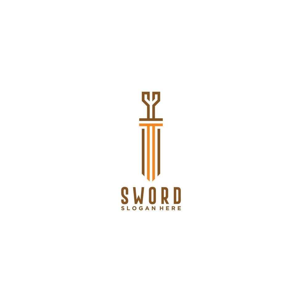 vetor de modelo de logotipo de espada, ícone em fundo branco