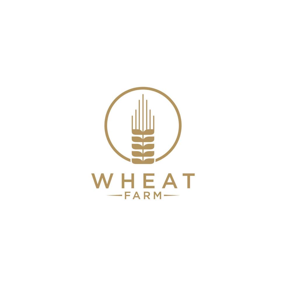 modelo de logotipo de fazenda de trigo em fundo branco vetor