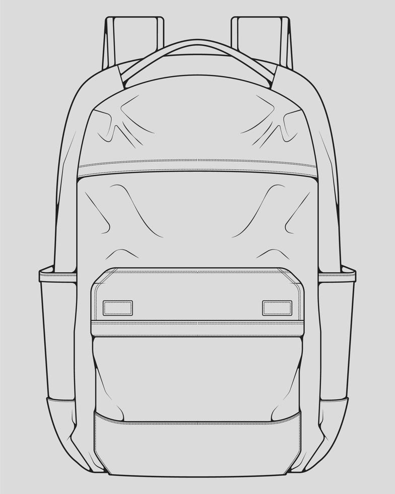 esboço de uma mochila. mochila isolada no fundo branco. ilustração em vetor de um estilo de desenho.