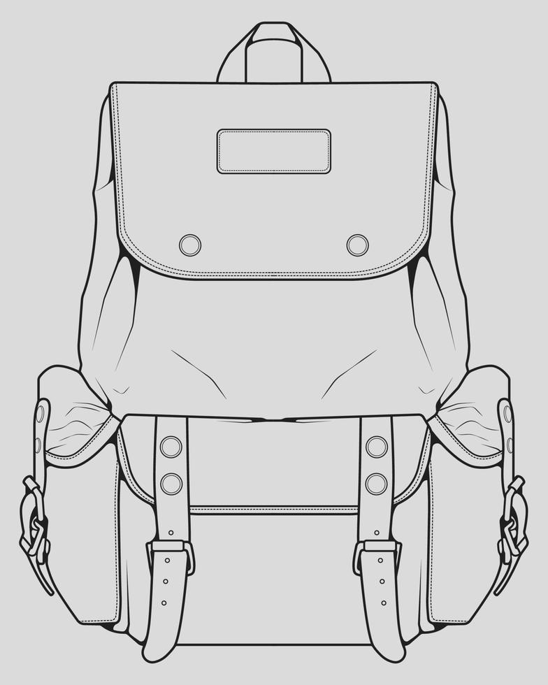 esboço de uma mochila. mochila isolada no fundo branco. ilustração em vetor de um estilo de desenho.