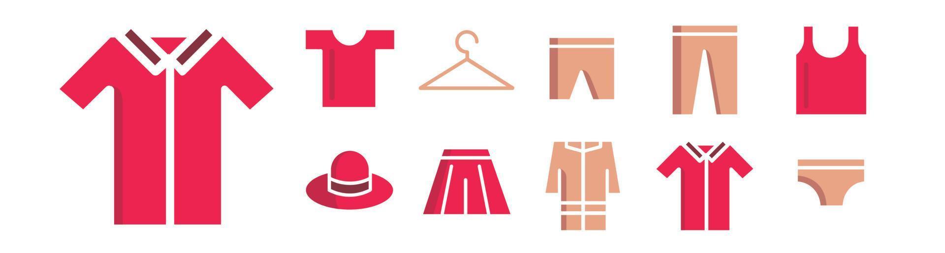 conjunto de ícones de linha fina de roupas e acessórios vetor