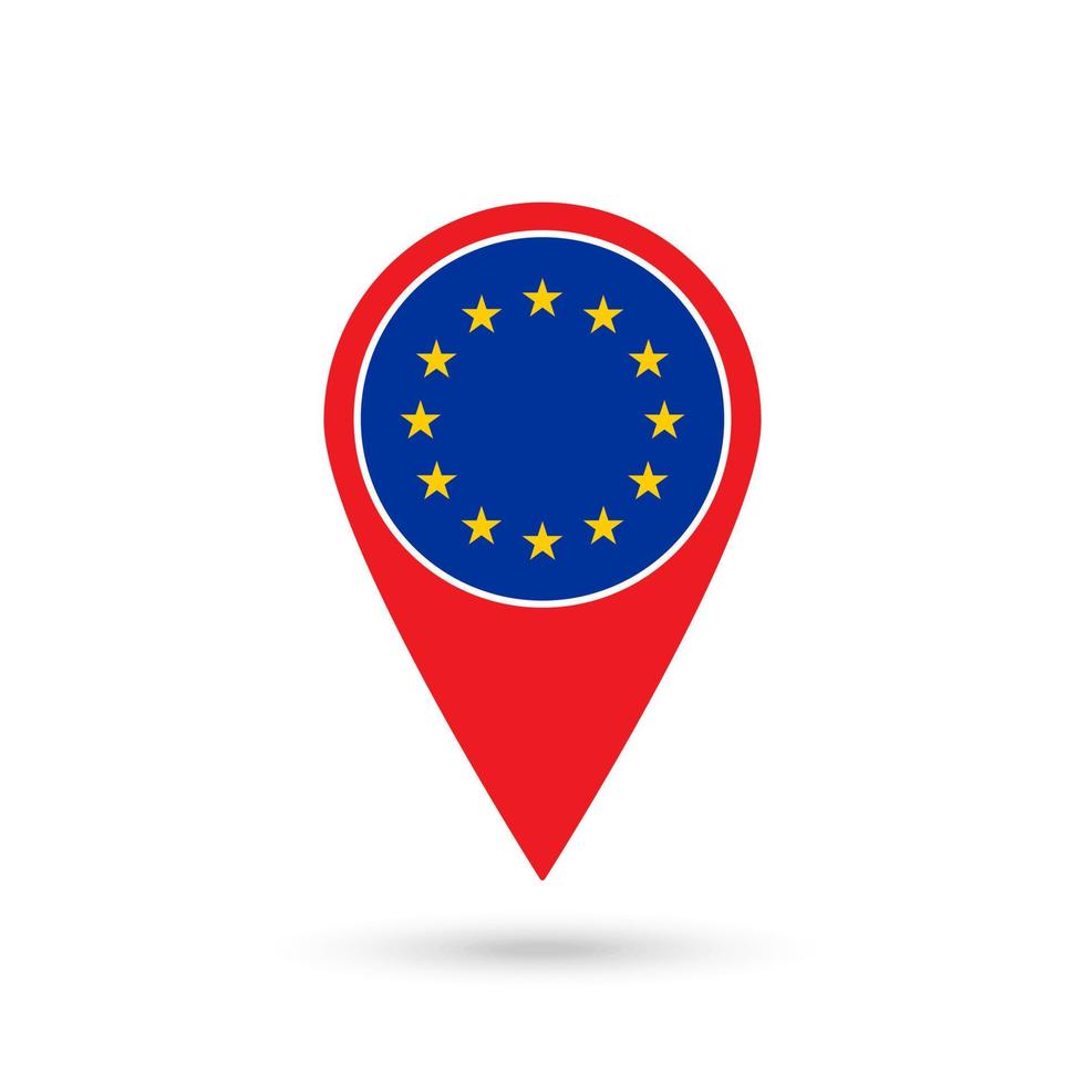 ponteiro de mapa com contry união europeia. bandeira da união europeia. ilustração vetorial. vetor
