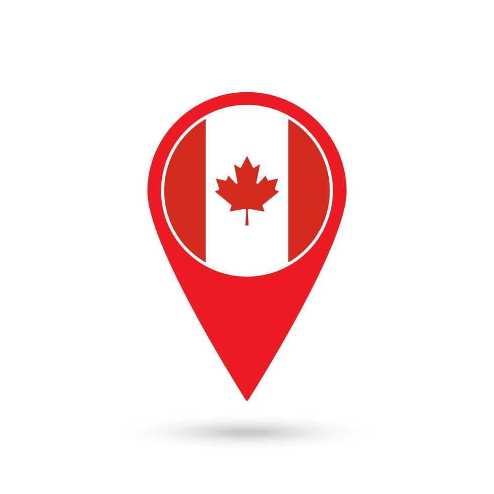 ponteiro de mapa com contry canada. bandeira do Canada. ilustração vetorial. vetor