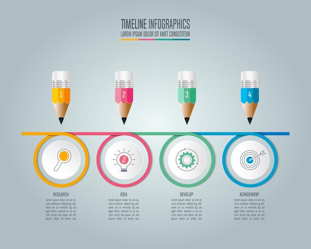 Conceito de negócio infográfico Timeline com 4 opções. vetor