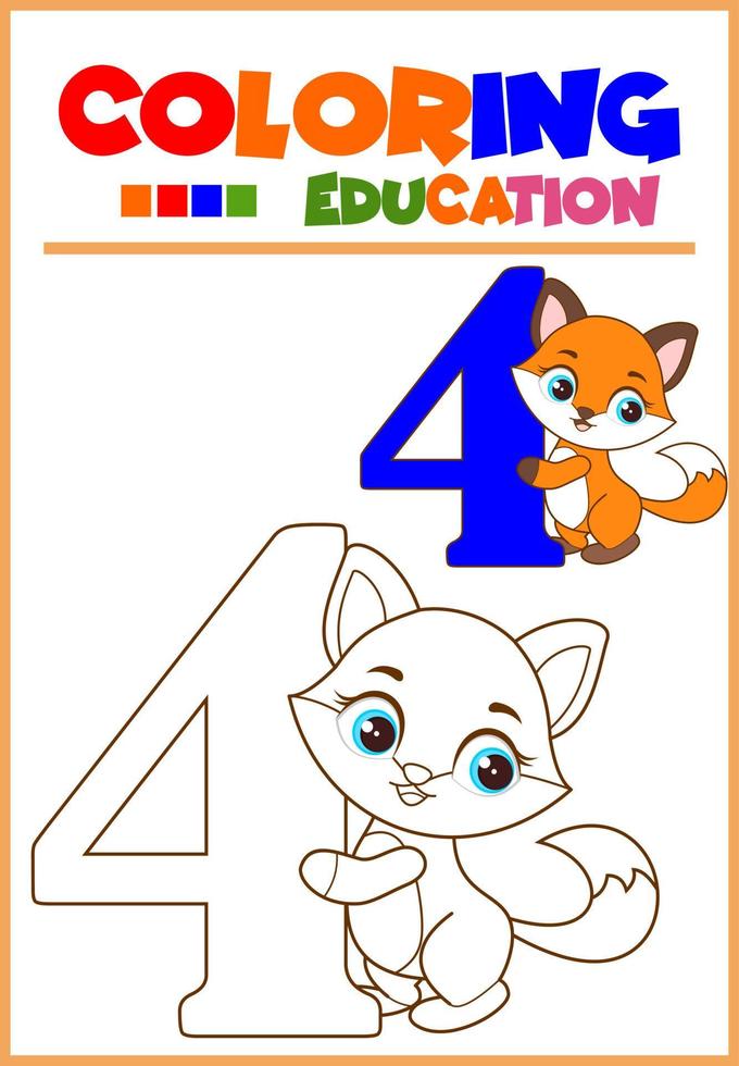 número para colorir para a aprendizagem das crianças vetor