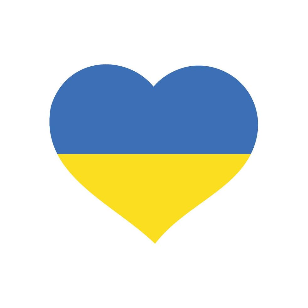 clipe de bandeira da ucrânia mascarado dentro da forma de uma ilustração de coração em fundo branco vetor