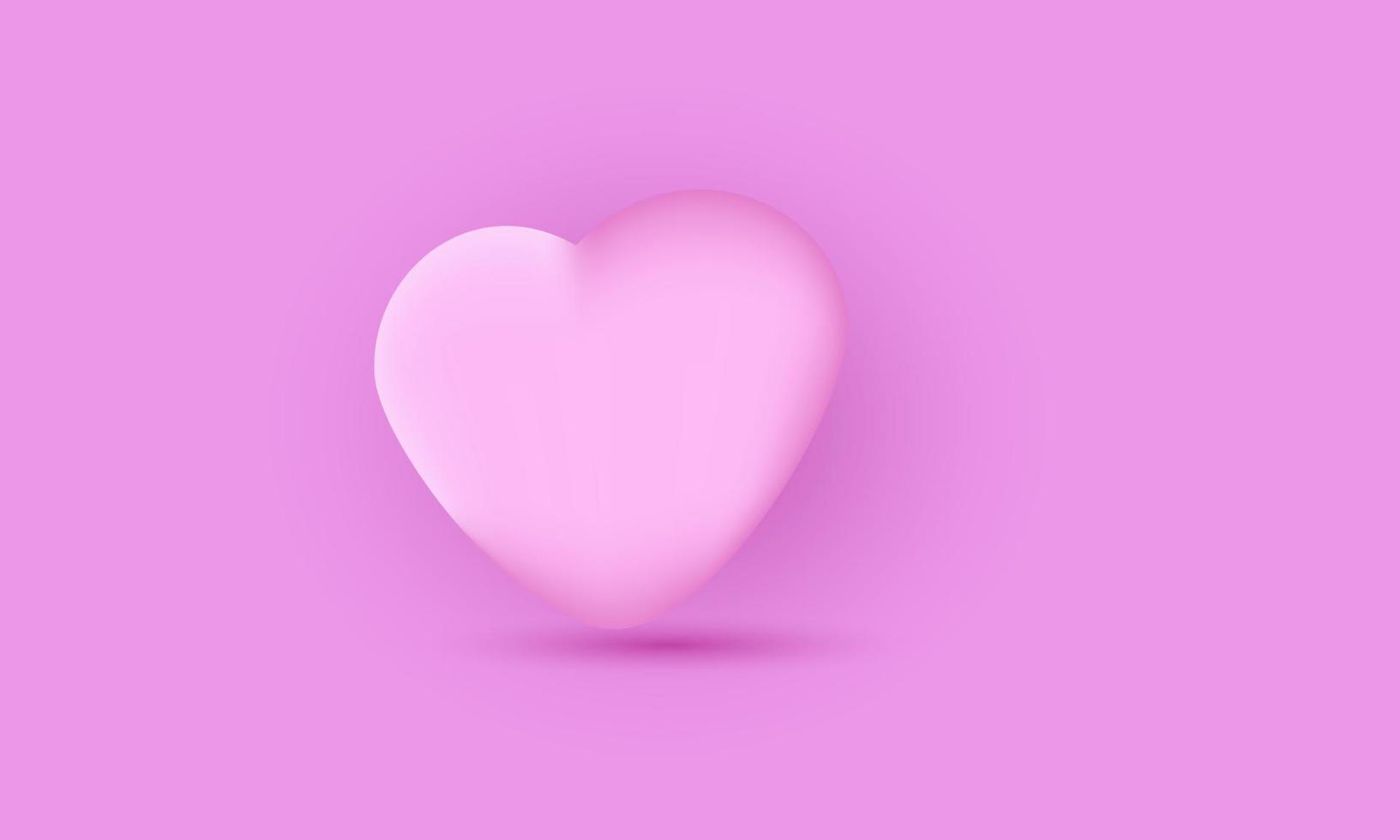 3D coração realista no símbolo de conceito de design de fundo rosa vetor