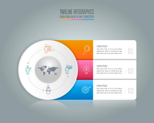 conceito de negócio de design infográfico com 3 opções. vetor