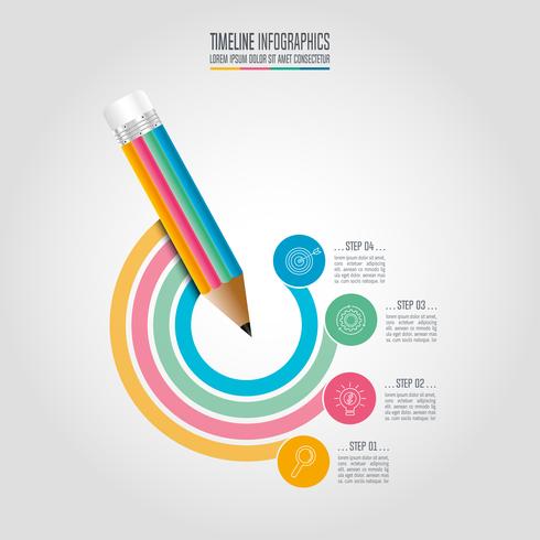 Conceito de negócio infográfico Timeline com 4 opções. vetor