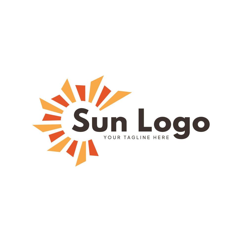 vetor de logotipo do sol com modelo brilhante brilhante