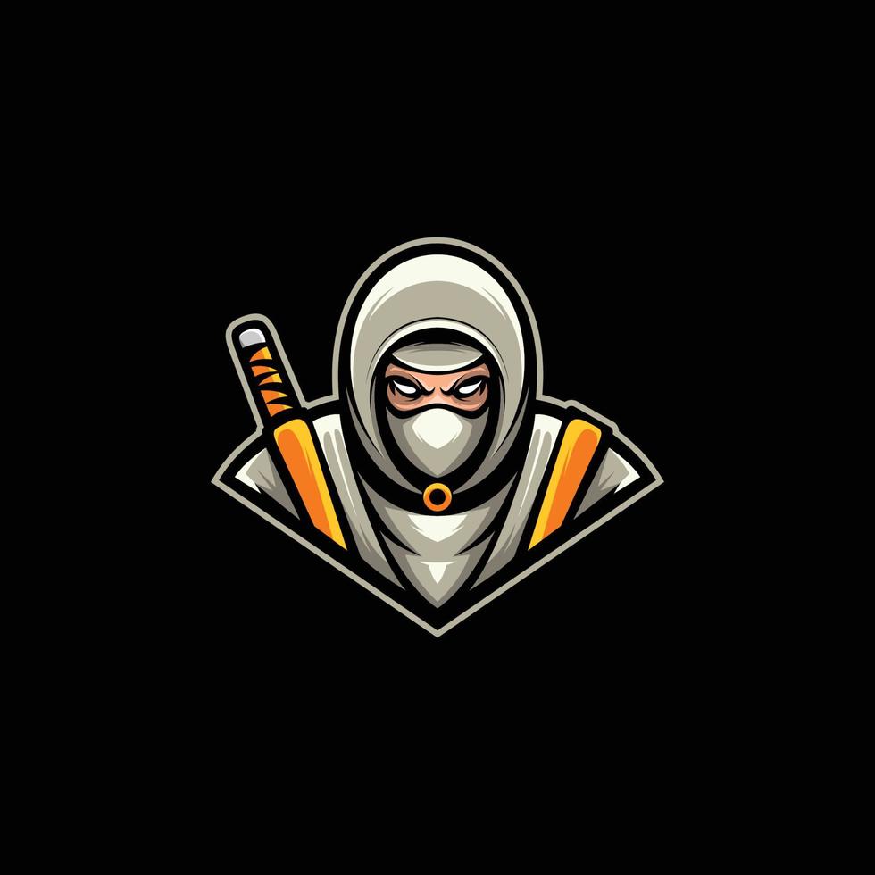 design de logotipo de mascote ninja vetor