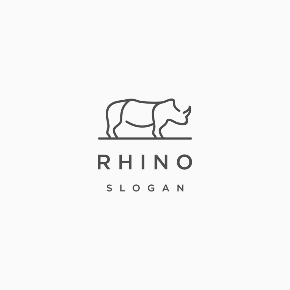 modelo de design de ícone de logotipo de arte de linha de rinoceronte vetor