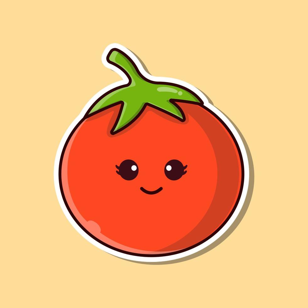 ilustração de tomate fofo vetor