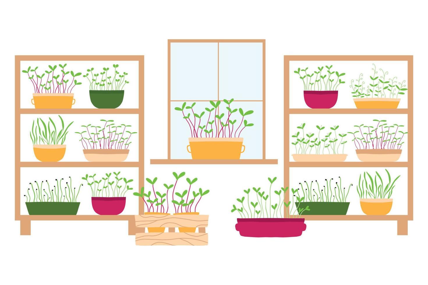 ilustração em vetor de uma estela com vasos de plantas.