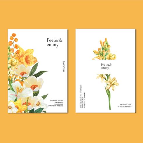 Cartão do convite da mola com bordo floral e folhas. botânica de frescura, cartão de agradecimento, dia da mãe flor aquarela vector illustration design