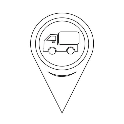 ícone de caminhão de carro de ponteiro de mapa vetor