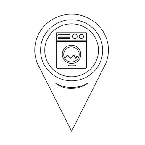 Mapa ponteiro ícone de máquina de lavar roupa vetor