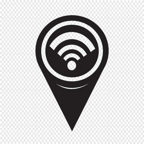 Ponteiro de mapa ícone Wi-Fi vetor