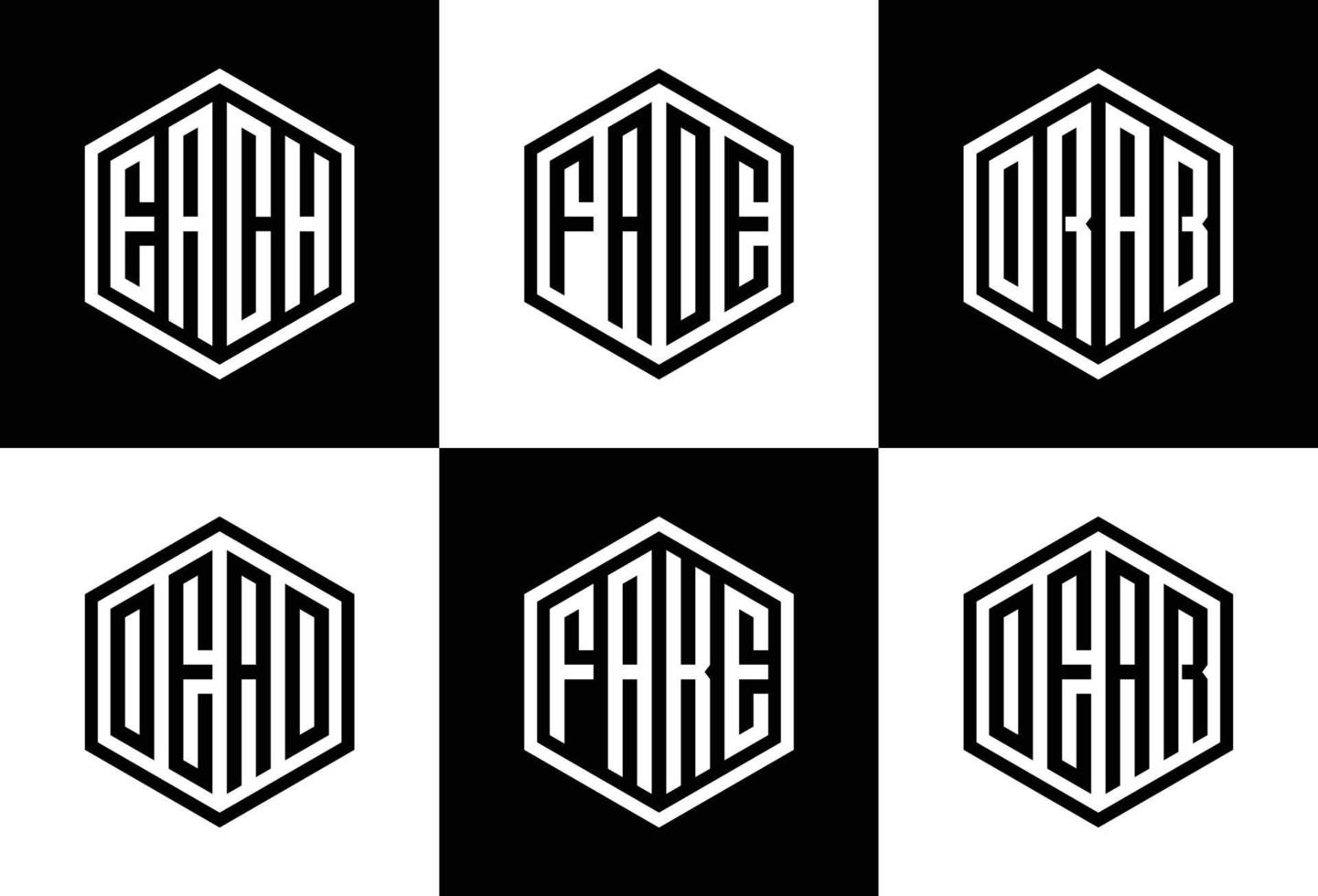 conjunto de modelo de logotipo de monograma hexagonal criativo vetor