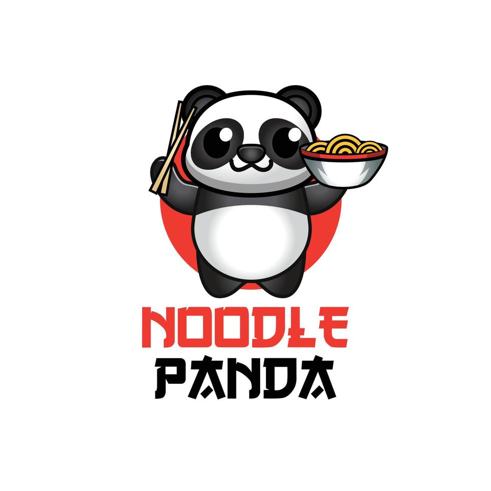 panda segurando a ilustração vetorial de logotipo de macarrão vetor