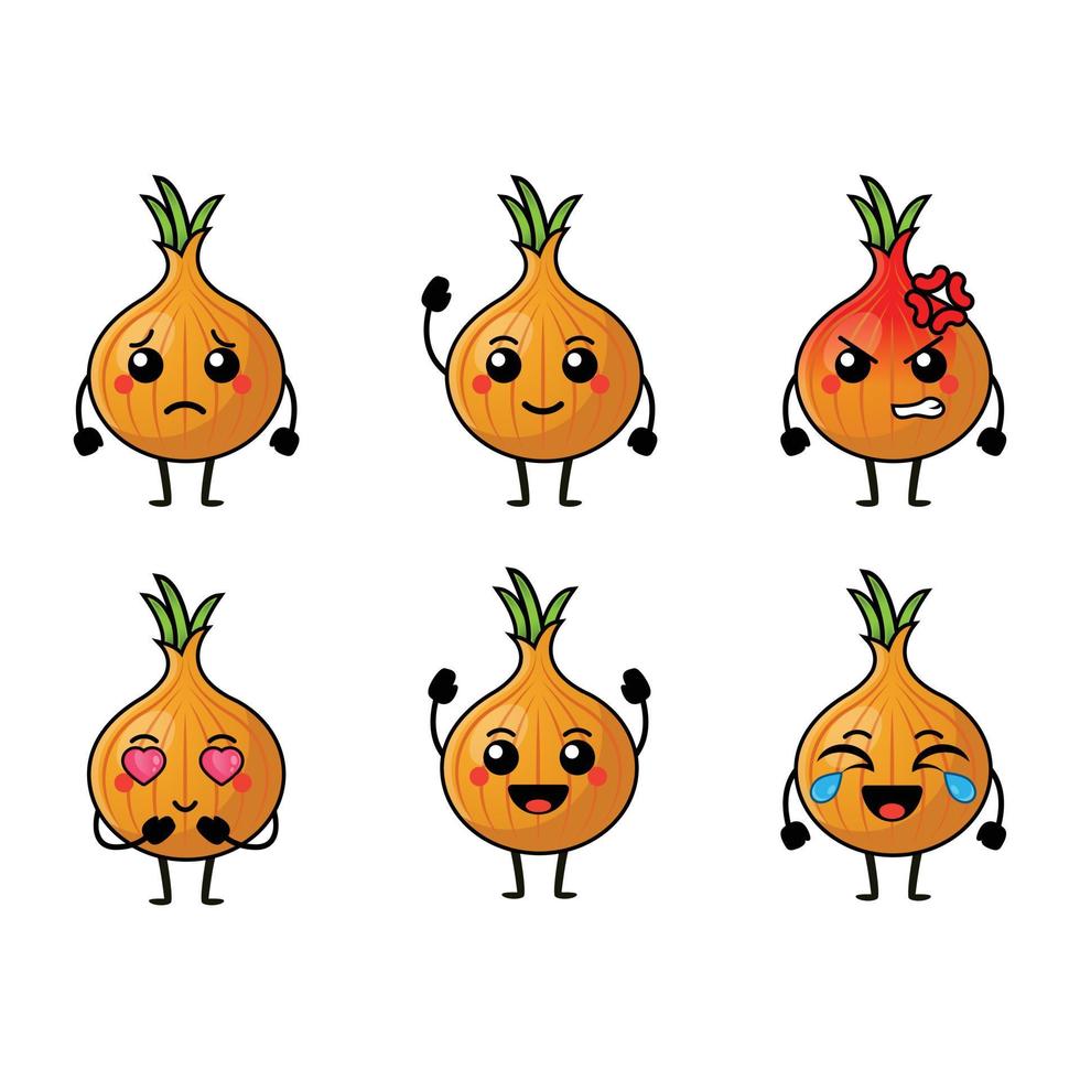 ilustração vetorial de personagem de cebola laranja fofa vetor