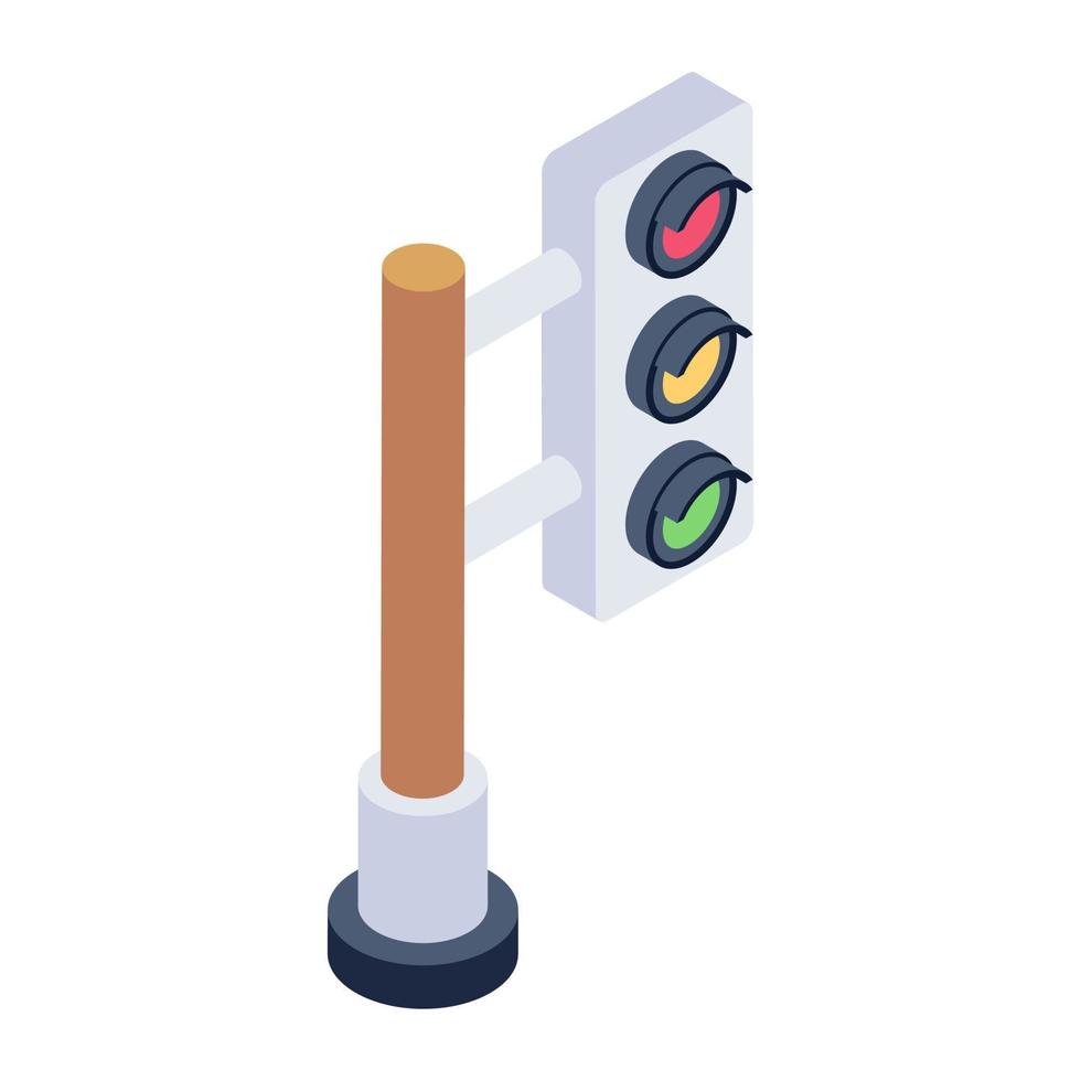 sinais de trânsito ou vetor de semáforos em design isométrico