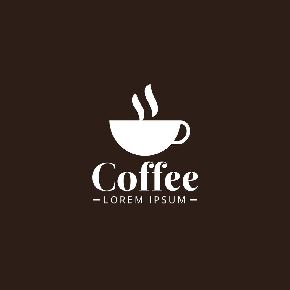 modelo de vetor de design de logotipo de xícara de café de cor branca