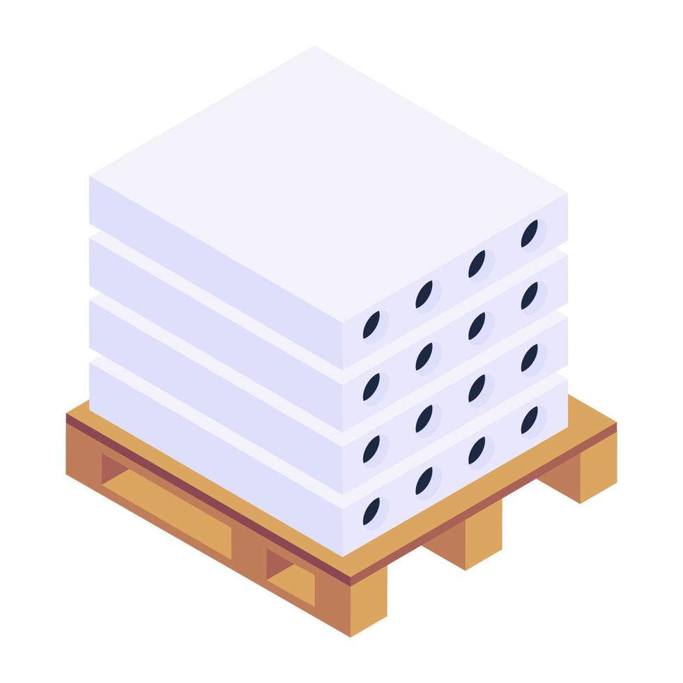 ícone isométrico de produto de concreto, lajes de estrada de concreto vetor