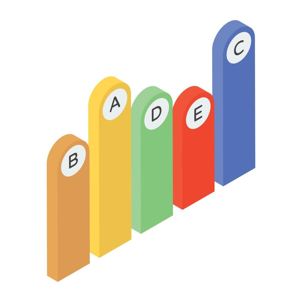 ícone de gráfico alfabético em design isométrico vetor