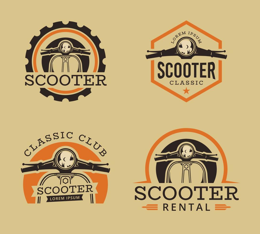 conjunto vetorial de design de logotipo de scooter vetor