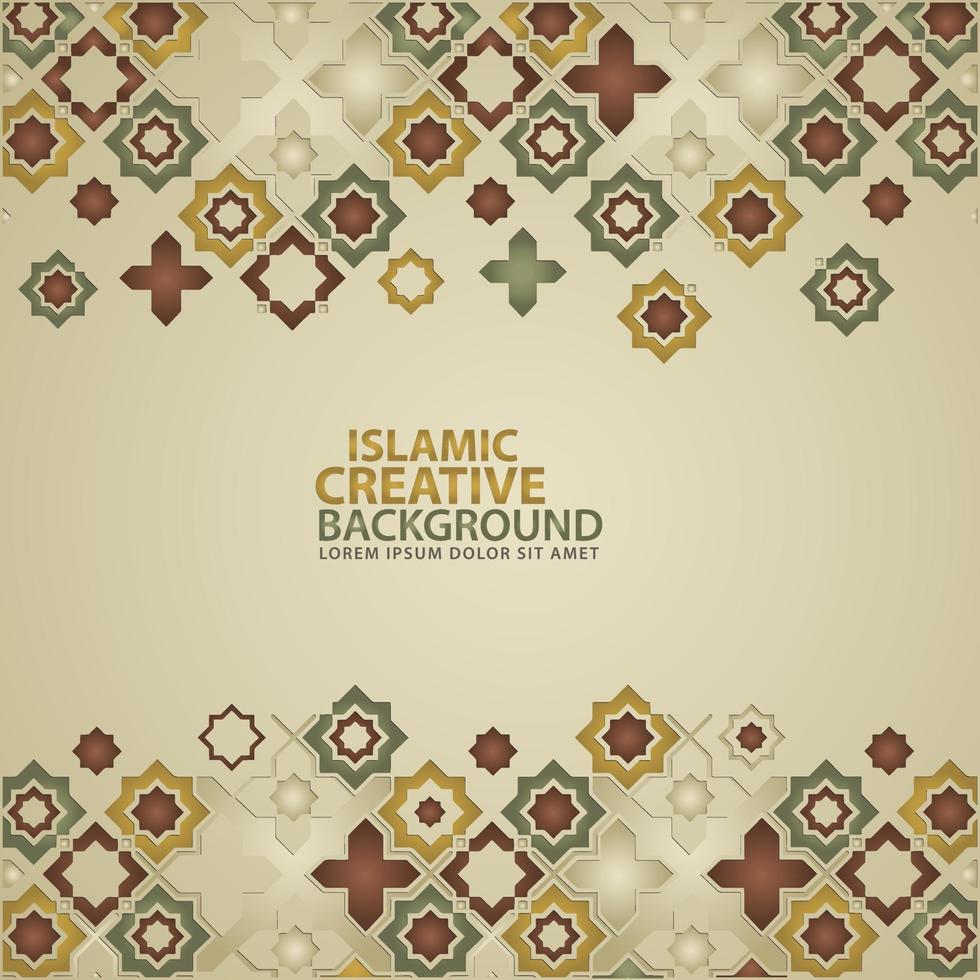 modelo de plano de fundo de cartão de saudação de design islâmico com detalhes coloridos ornamentais de ornamento de arte islâmica de mosaico floral vetor