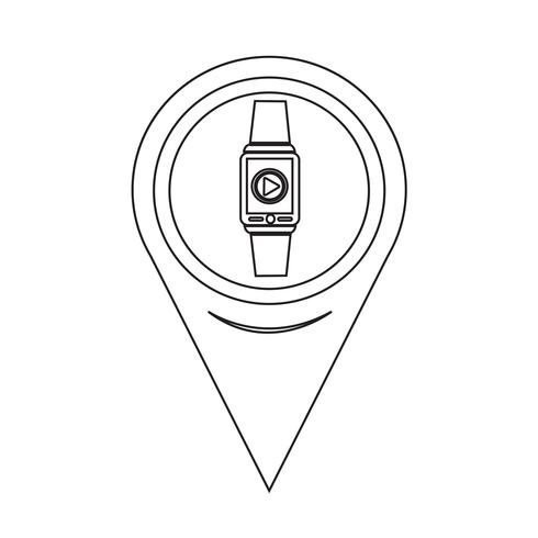 Ponteiro de Mapa Smartwatch ícone Wearable vetor